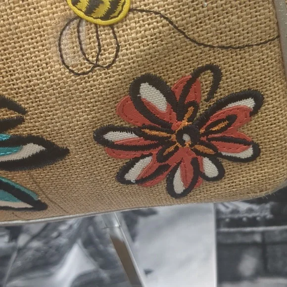 Coach LE Limited Bumble Bee Floral Y2K Mini Bag w Raffia Shoulder Purse - Picture 4 of 14